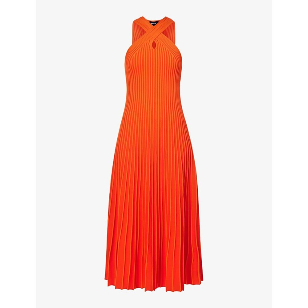 ME+EM Red Halter Pleated Sundress